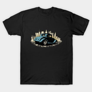 34 Ford with city skyline, blue T-Shirt